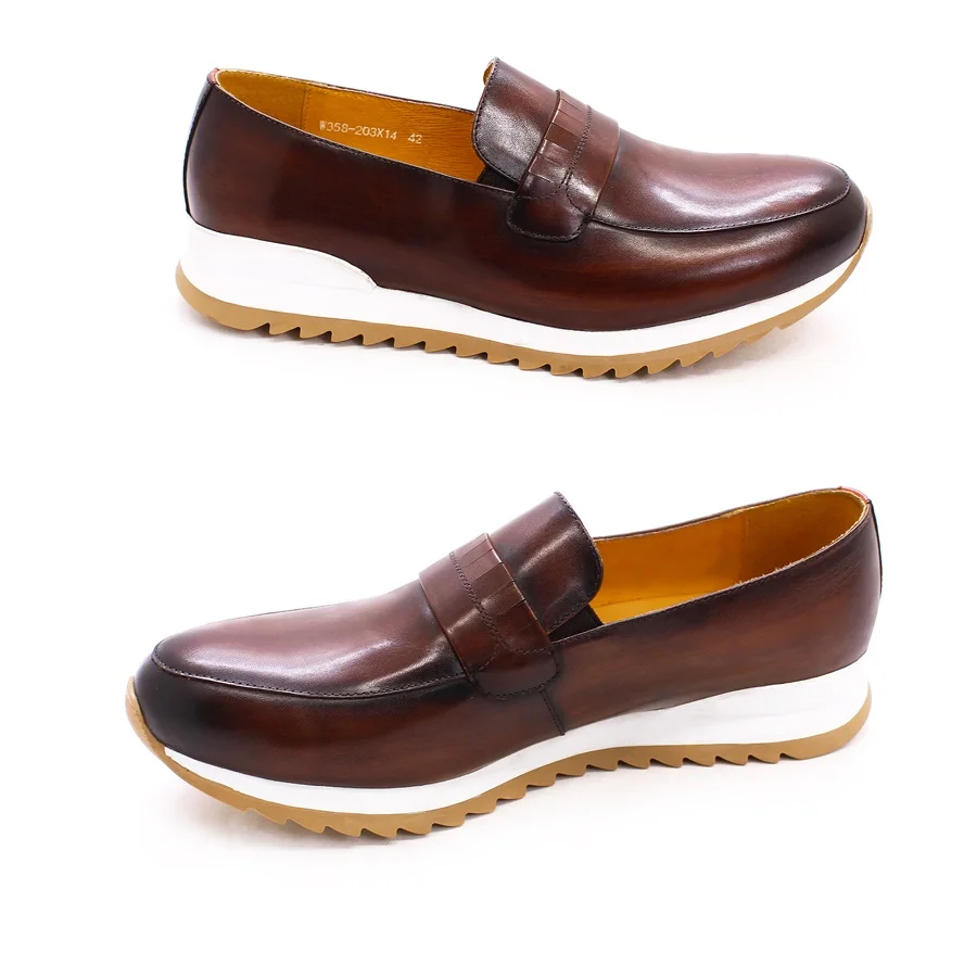 Genuine Leather Men Shoes Slip On Loafers Handmade Comfortable Fashion Casual Leather Shoes Banquet Formal Dress Men Shoes