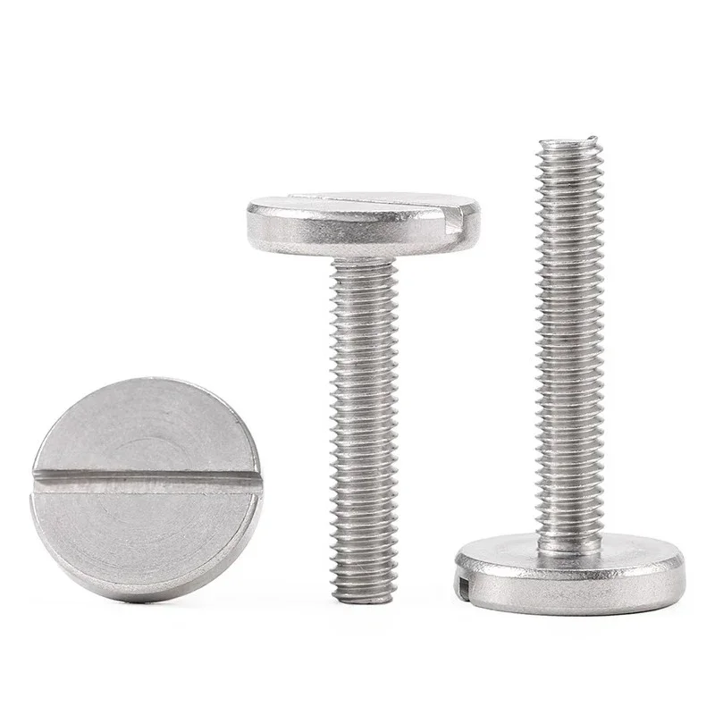 304 스테인리스 스틸 플랫 라운드 슬롯 헤드 엄지 나사, 1 단어 슬롯, 초대형 볼트, M2.5 M3 M4 M5 M6, 2-10 개