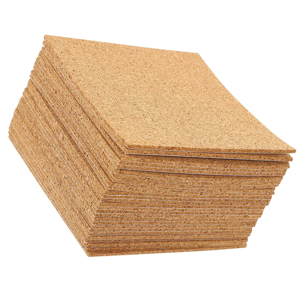 

60 pcs 4 Inch Adhesive Cork Mats Self Stick Coasters Square Shape for Crafts Home Decor DIY Projects Soft Pad Tiles