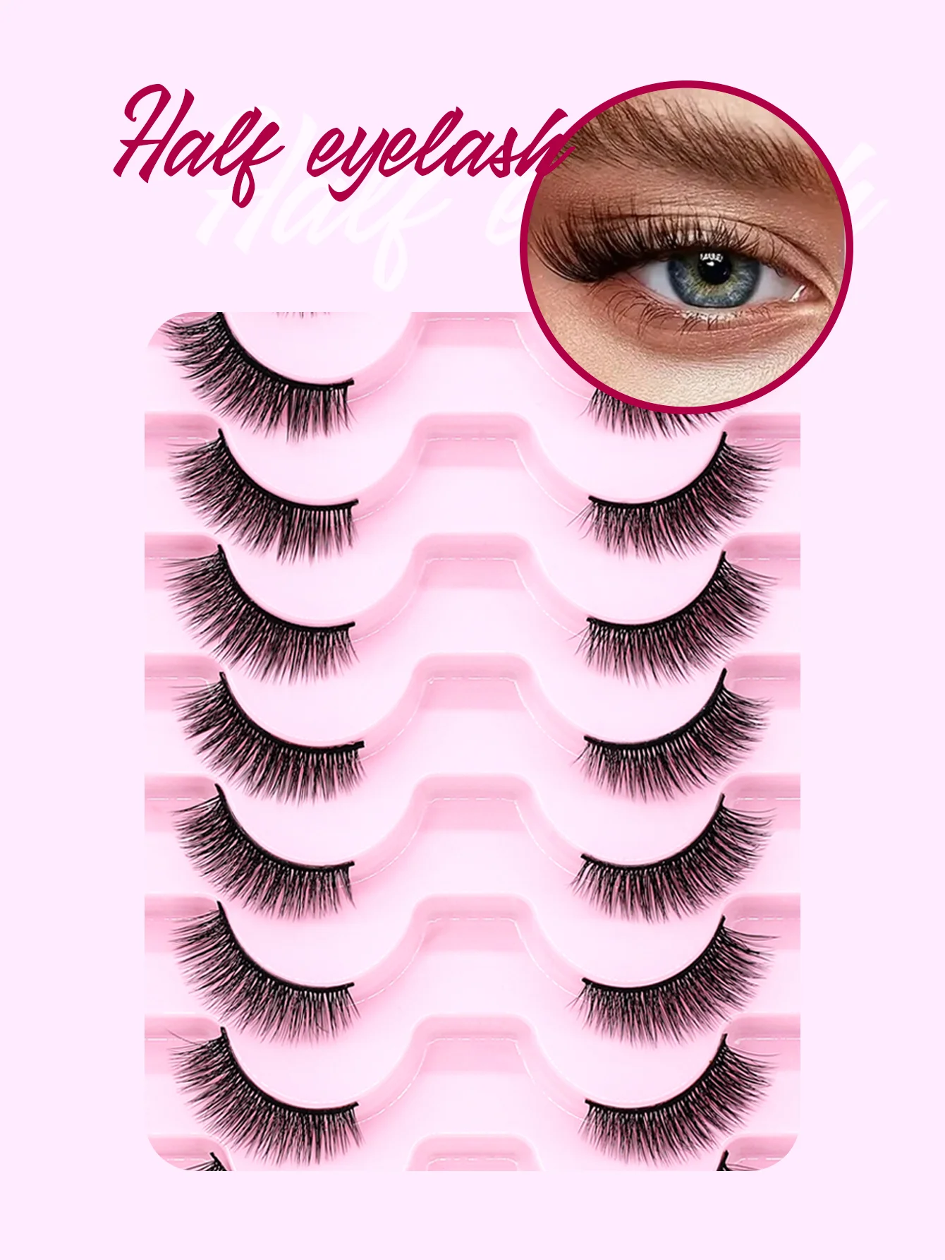 10 pares de pestañas de medio ojo de gato, medio pestañas postizas Foxy, pestañas suaves y esponjosas, pestañas alargadas para maquillaje de uso diario