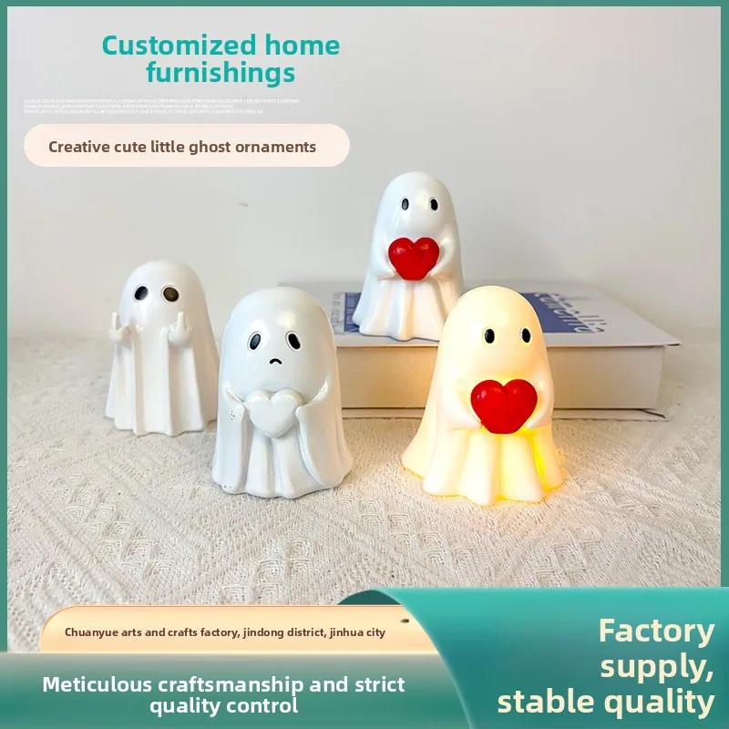 

New Halloween Cute White Ghost Party Decoration Garden Ornament Study Tabletop Decoration Small Ornament