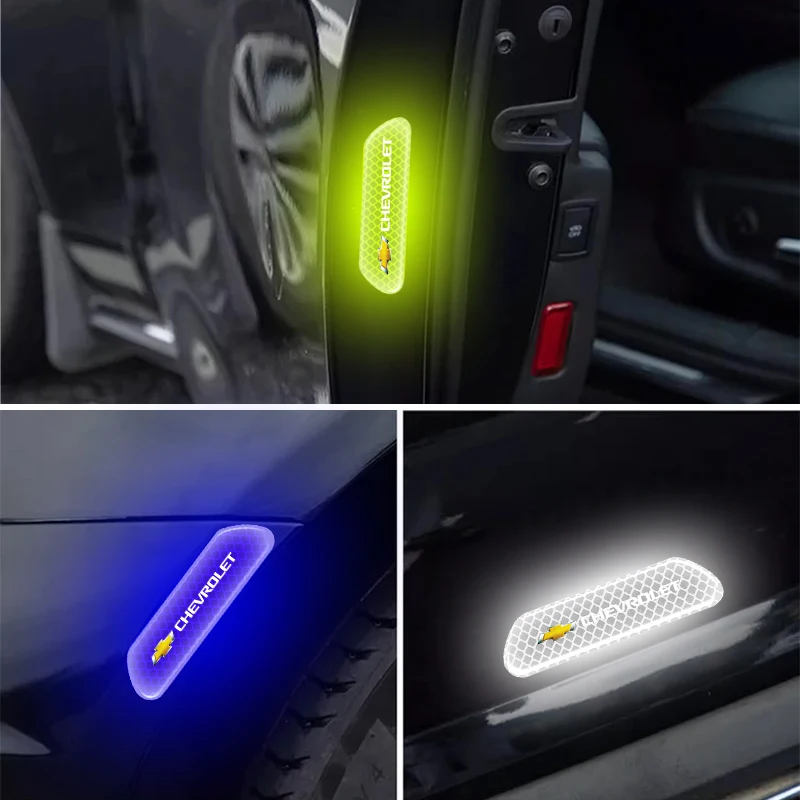 Pegatina reflectante para puerta de coche, calcomanía de advertencia nocturna para Chevrolet Onix Cruze Silverado Impala Equinox Malibu Tahoe Cobalt Camaro