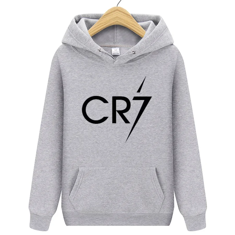 

Hot selling men's camping hoodies for autumn and winter warmth, wool printed CR7 football star men's and women's pullover