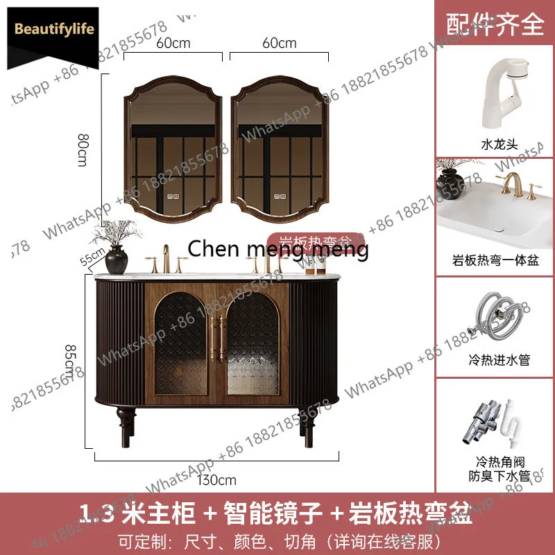 

C139 2026 new American retro wind rock slab hot bending integrated double basin double faucet rubber wood
