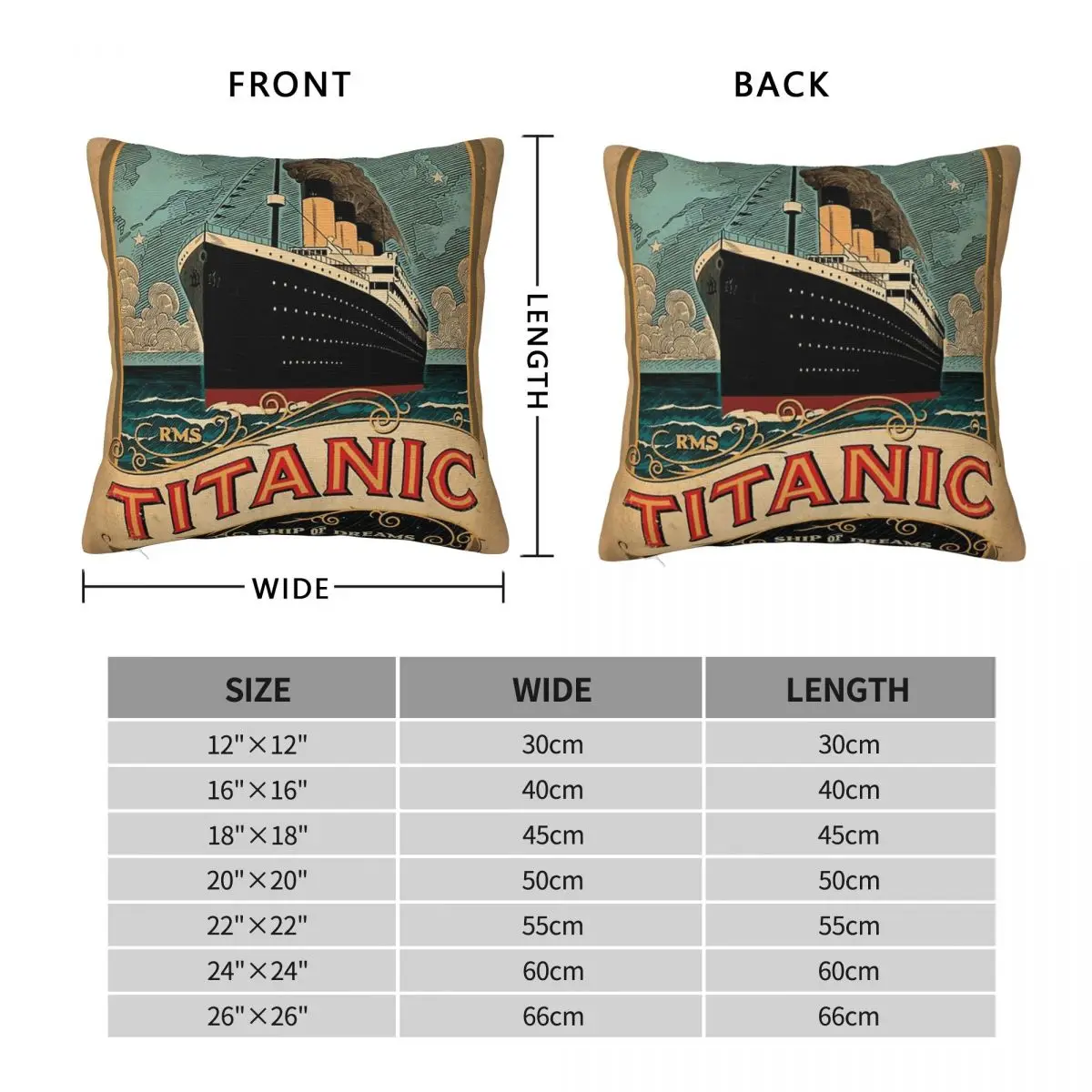 Titanic Ship Of Derams Square Pillowcase Polyester Linen Velvet Creative Zip Decorative Pillow Case Home Cushion Case