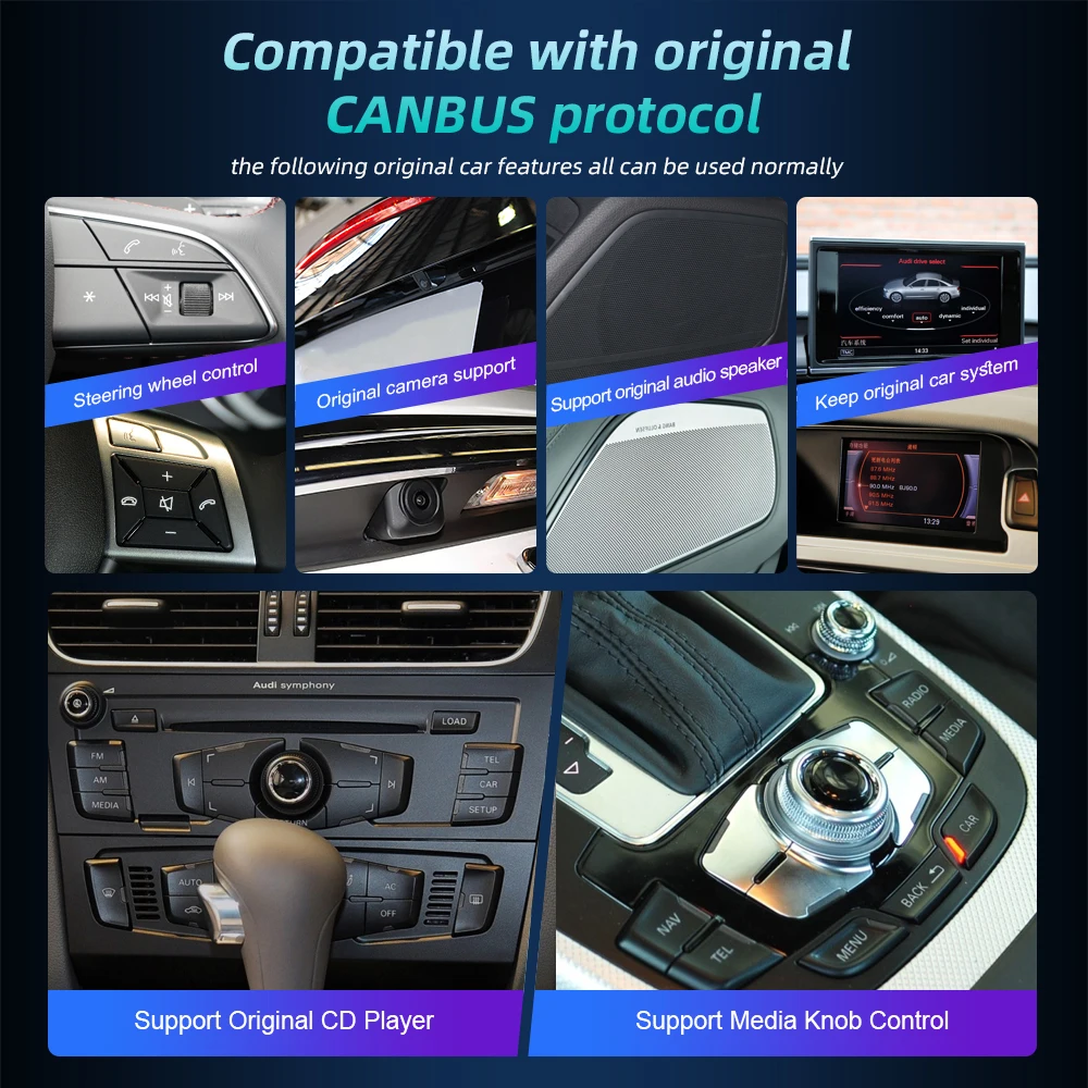 For Audi A6 C7 A7 2012~2018 Car Multimedia Player Qualcomm Android 14 System CarPlay Auto Radio Stereo GPS  Navi Touch Screen