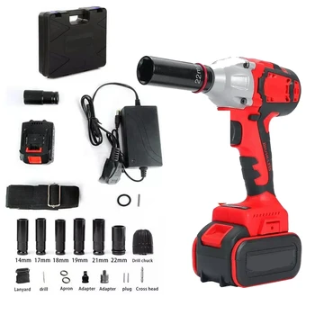 Electric Impact Wrench 88VF 520N.m Cordless Brushless Electric Wrench Power Tool Socket Rechargeable Wrench with 1pc Battery