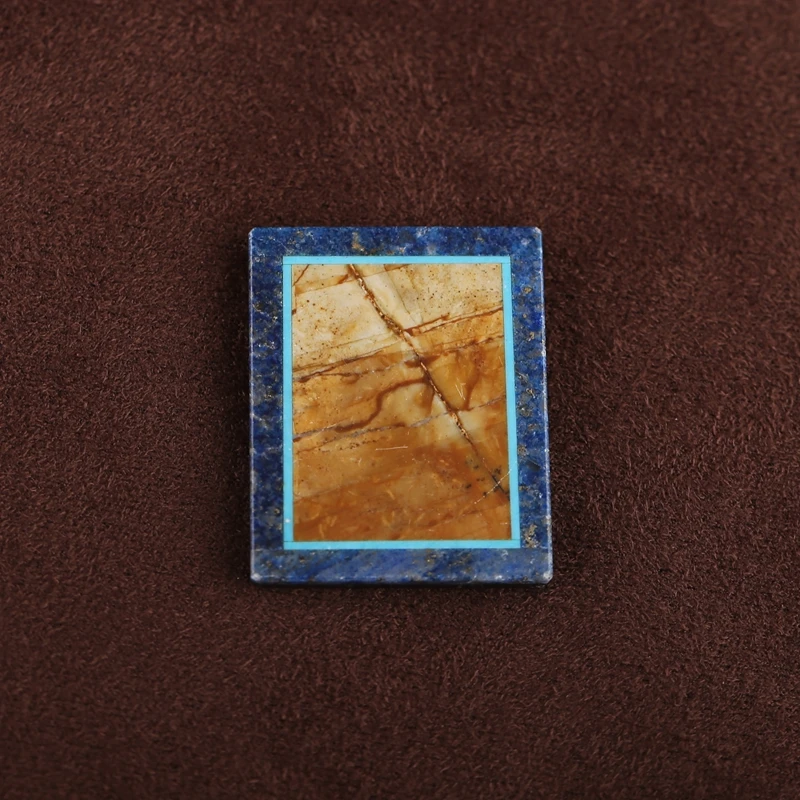 

Natural Gemstone Rectangle Intarsia Cabochons 29x23x3mm Picture Jasper Obsidian Howlite Lapis Lazuli Unique Accessory 4.8g