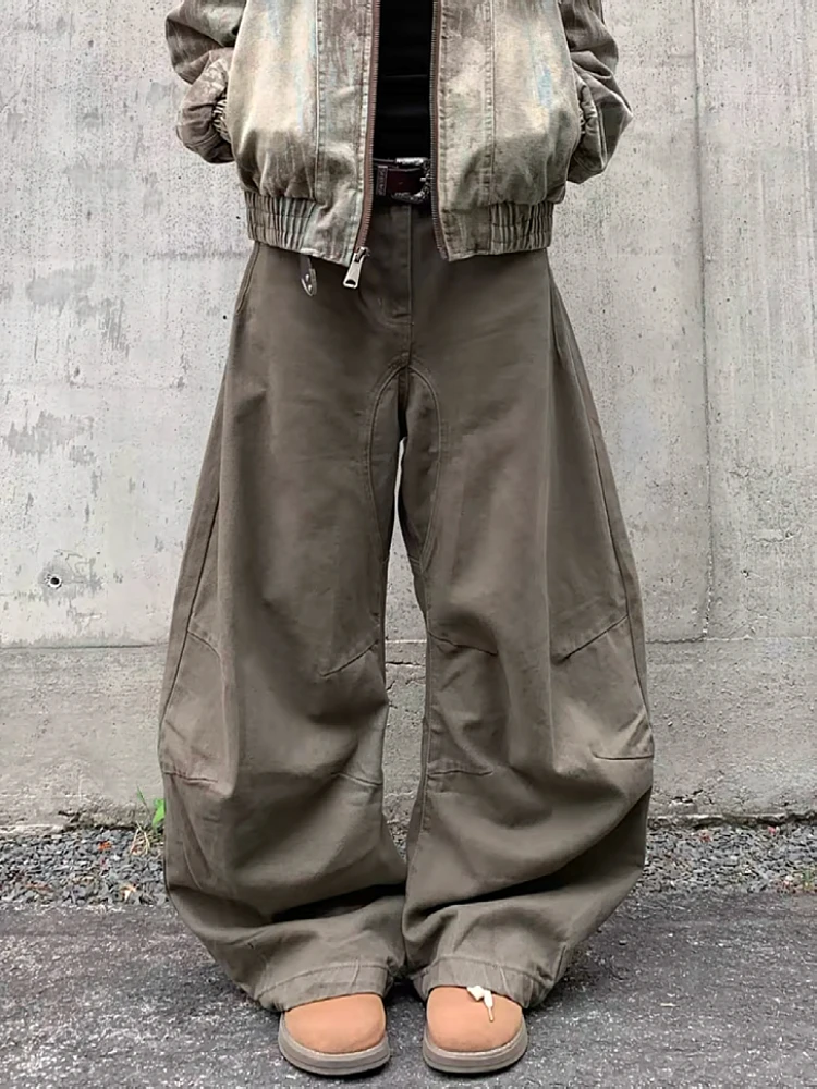 

Retro American High Street Men's And Women's Loose Casual Wide Leg Slimming Long Jeans Folded Knife Pleat Draping Denim