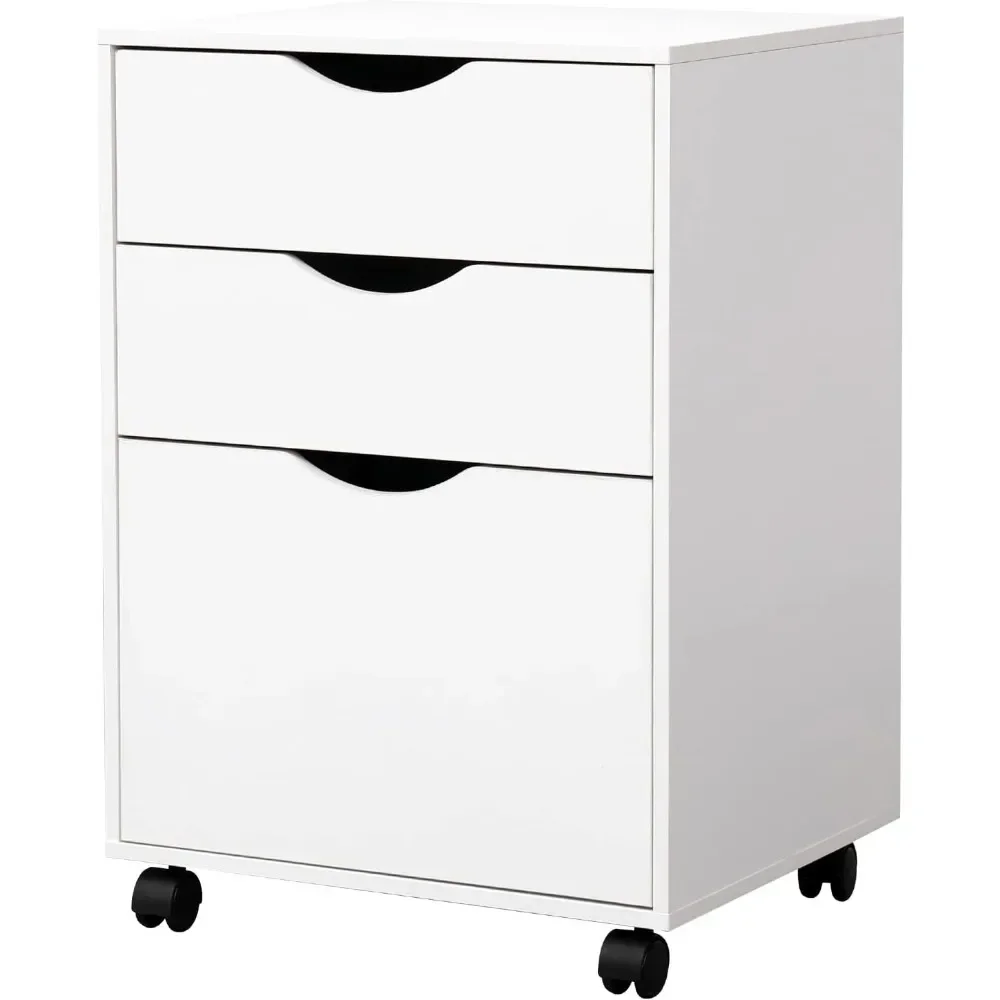 3 Drawer Mobile File Cabinet, Rolling Vertical Filing Cabinet fits A4, Legal Paper and Letter Paper for Home Office, White