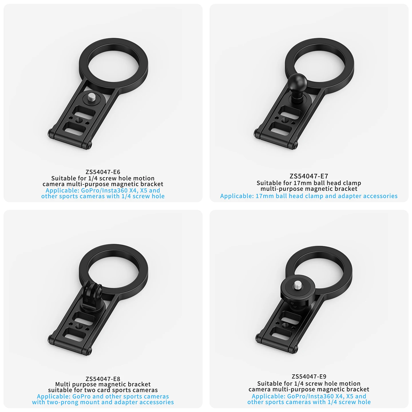 Magnetische Halterung mit Schnellverschluss, 360° Dämpfungs-Kugelkopf, Stativadapter für GoPro, DJI, Insta360, iPhone MagSafe, Lichtstativ – Detail 28