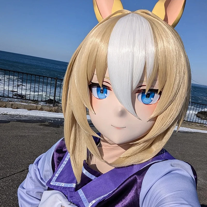 

(MEO0145) Customize Handmade Full Head Lockable Crossdress Male to Female Japanese Cartoon Anime Game Character Kigurumi Mask