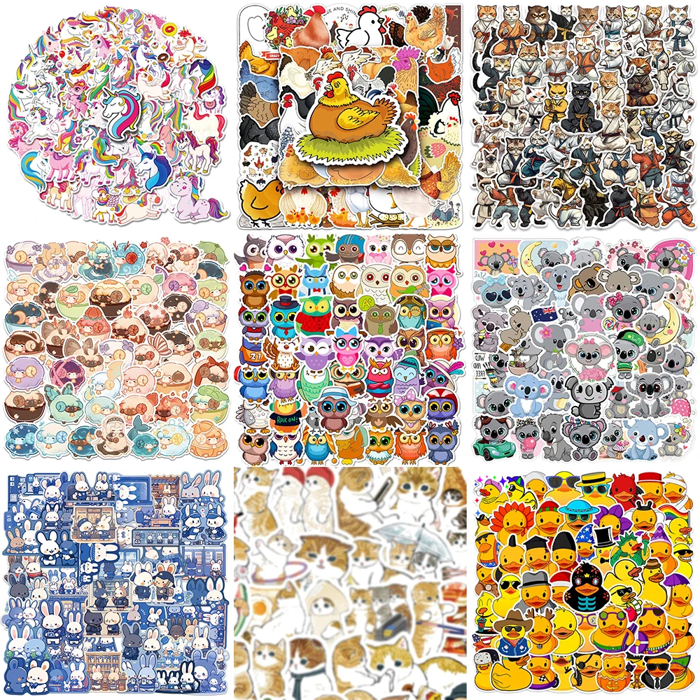 10/30/50PCS Popular Little Animals Stickers Series Creative Little Yellow Duck Graffiti Laptop Luggage Car Decoration Wholesale