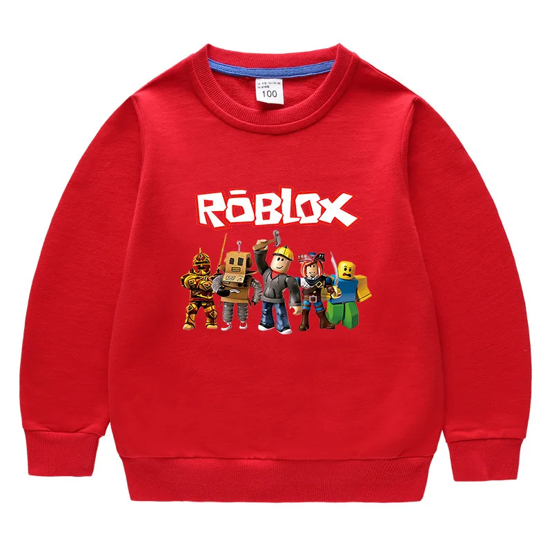 ROBLOX Pakaian Anak-anak Kecil dan Menengah Baru Musim Semi Musim Gugur Hoodie Leher Bulat Atasan Bayi Katun Lengan Panjang Anak untuk Pria Wanita