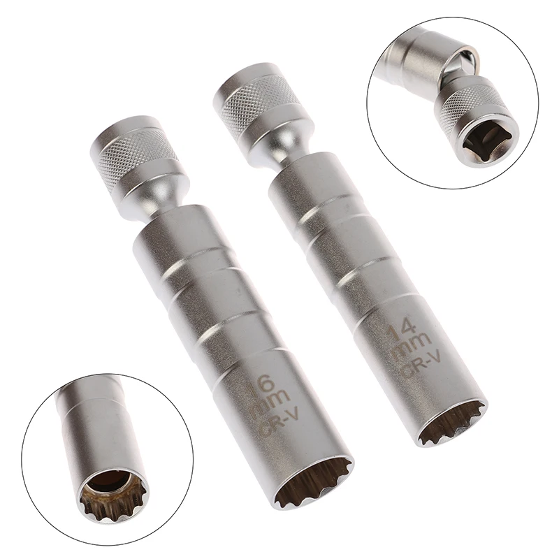 14/16mm Set Universal Joint With Magnetic Flexible Socket Thin Wall 3/8" Drive Car Repair Tool Spark Plug Socket Wrench Adapter