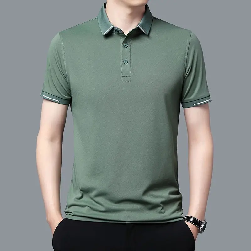 Sommer Kurzarm Polo-Shirts einfarbige Mode Turn-Down-Kragen Herren bekleidung Business Casual All-Match-Button-T-Shirts