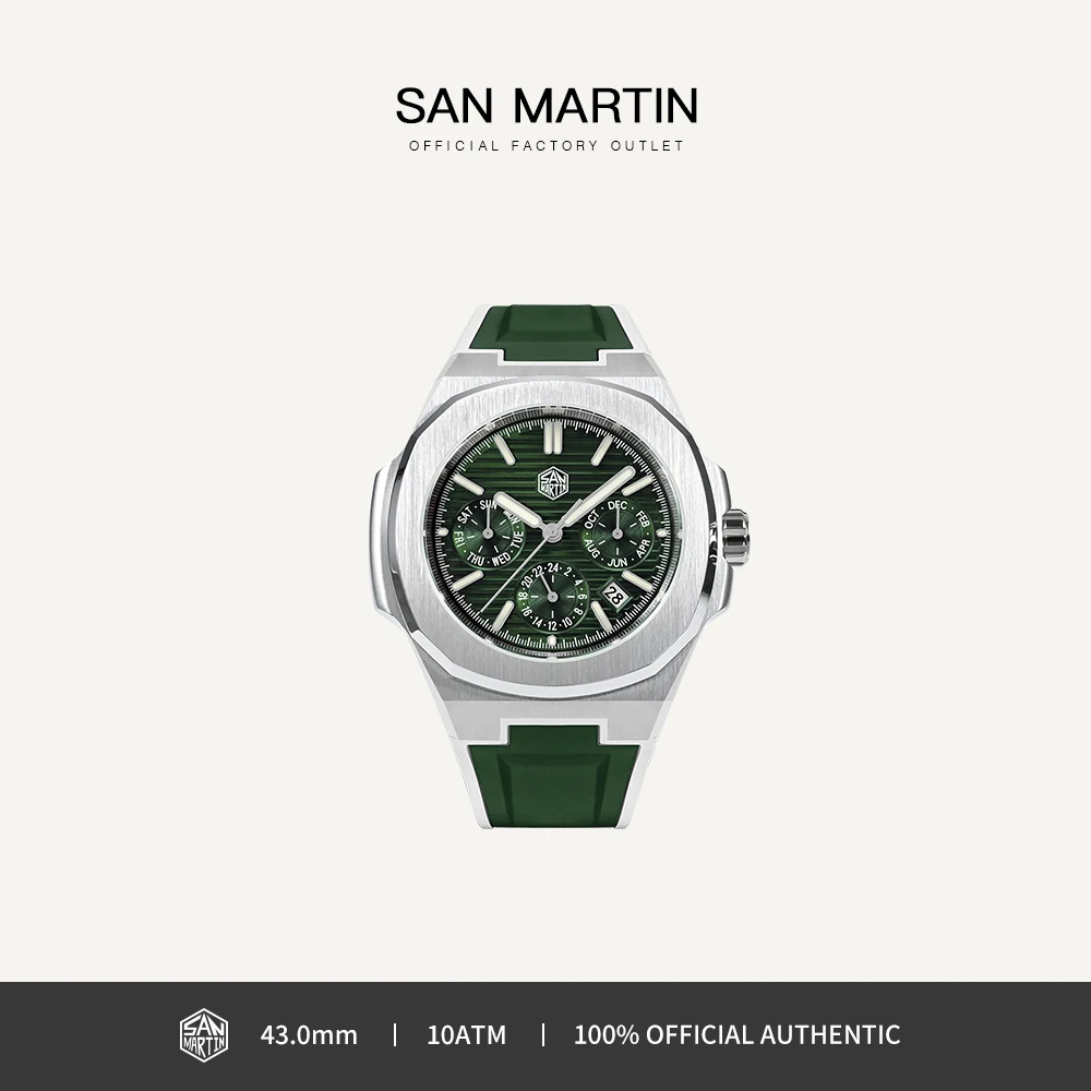 

San Martin 43mm Luxury Men Watch Business Multifunctional Miyota 9120 Automatic Mechanical Watches Luminous Waterproof SN0075