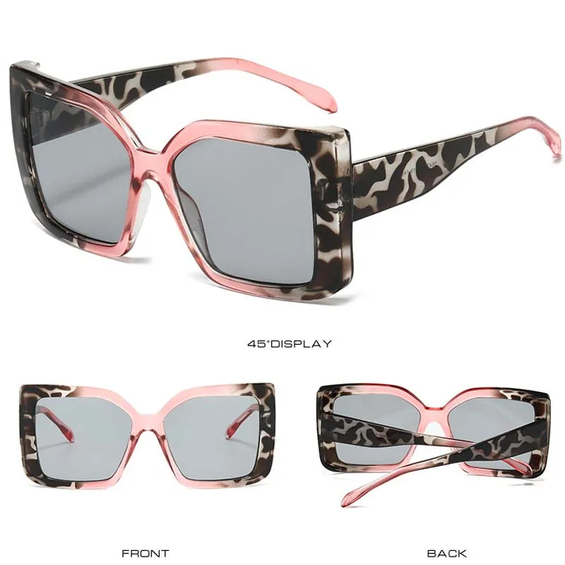 Oversized Cat Eye-zonnebril met gradiëntlenzen Frames met luipaardprint UV-bescherming Zonnebril Antireflectie PC-materiaal Brillen