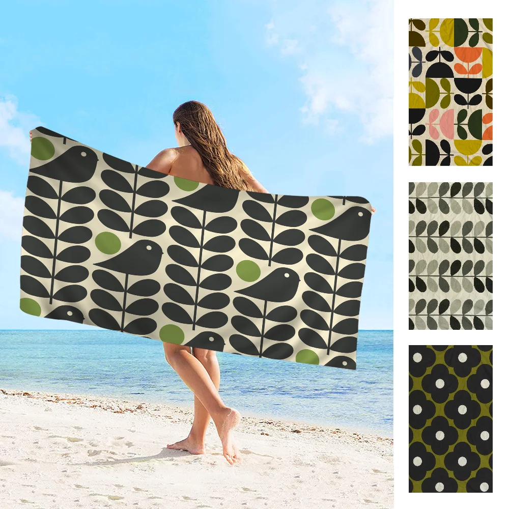 Orla Kiely Leaf Flower Towel Microfiber Beach Towel Absorbent Quick dry Soft Yoga Swimming Resort Mountain Climbing Towel