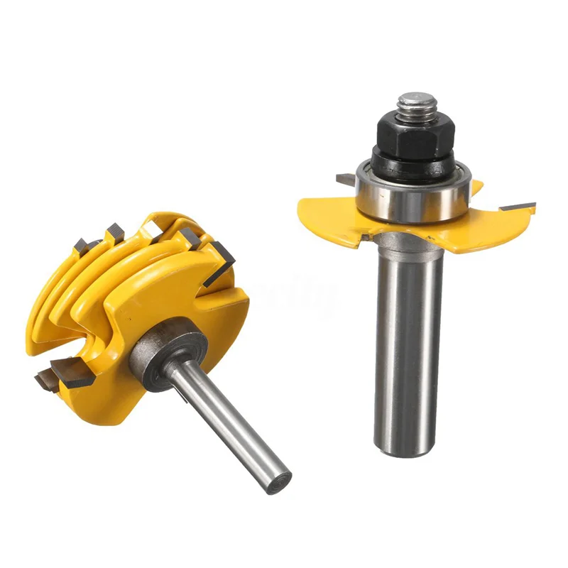 A008 4 pezzi taglierina per scanalature punta per router a 3 ali utensile per la lavorazione del legno regolabile con gambo da 1/2 e 1/4 di pollice