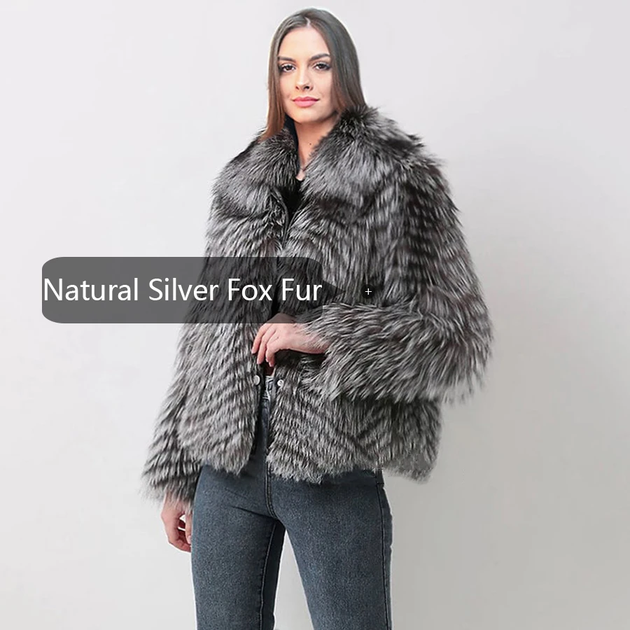 Real Silver Fox Fur Coats Winter Warm Fox Fur Jackets Womens 2024 New Arrivals Fox Fur Coat High Quality Womens Outwears