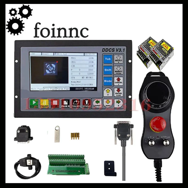 Ddcsv3.1cnc Independent Controller Kit, 3-axis 4-axis, 500khz, G Code, 4-axis Emergency Stop, Mpg Electronic Handwheel 75w 24v D