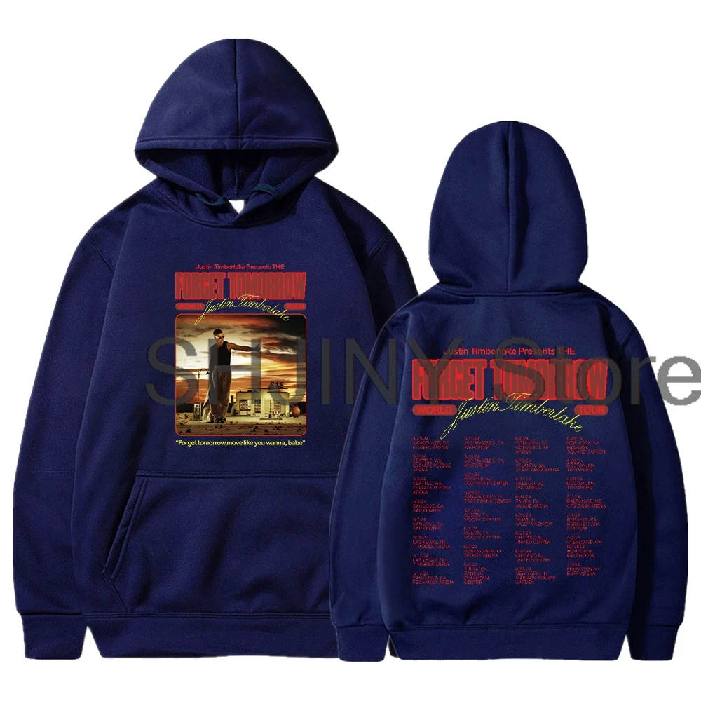 Justin Timberlake De Vergeet Morgen Wereldtournee Hoodie 2024 Streetwear Dames Heren Sweatshirts Met Capuchon Met Lange Mouwen