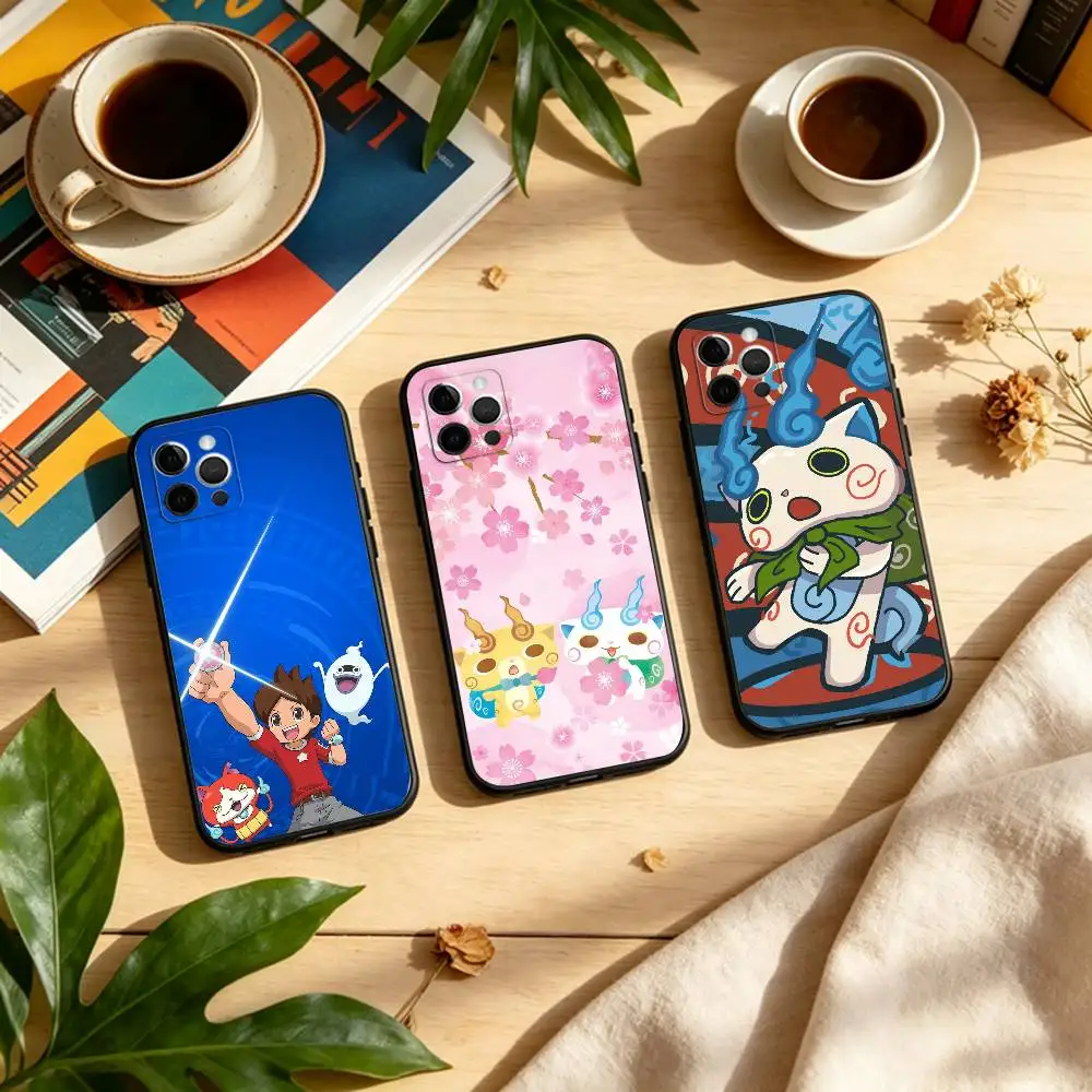 Yo-kai Anime W-Watch HD Printed Phone Case For iPhone 17,16,15,14,13,12,11 Plus,Pro Max,Soft Silicone Black Cover
