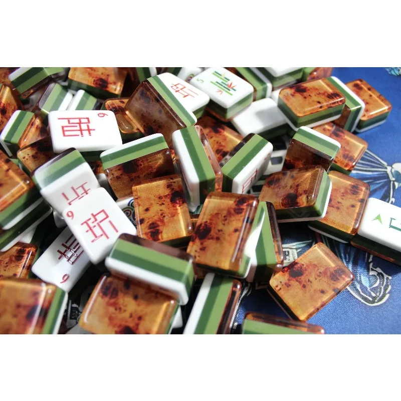 4-Layer Engraved American Mahjong Tiles, 160 Pieces of Boutique, Exquisite Wood Grain, Zen lotus Art, Suitable for Social Circle