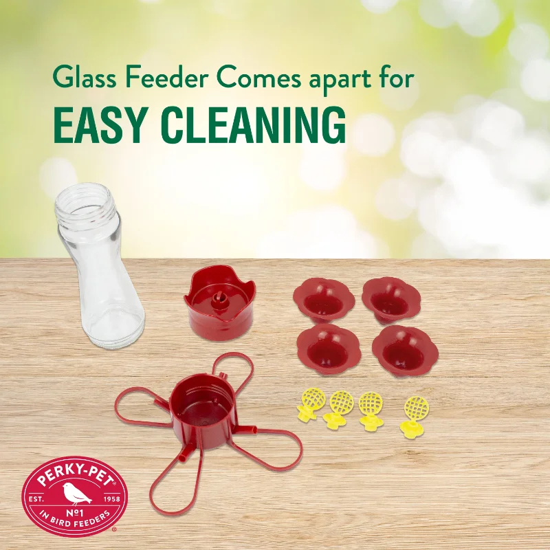 8 オンス ピンチ ウエスト ガラス ハチドリ フィーダー、レッド。新しいアップグレード