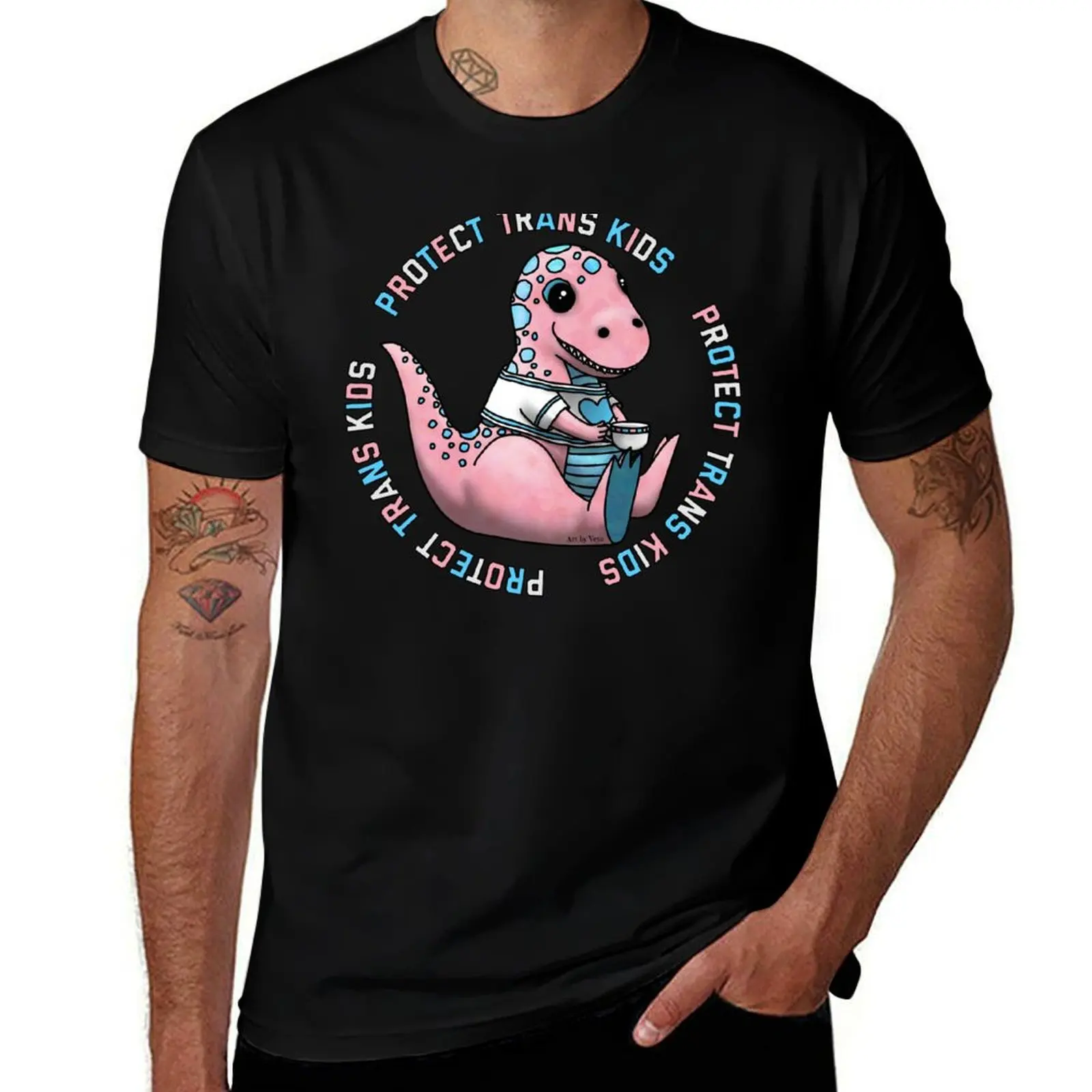 Protect Trans Kids Tyrannosaurus Rex T-Shirt Essential Solid Color T-Shirt