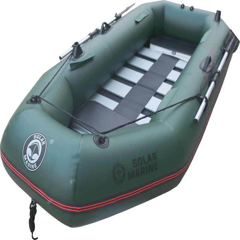 2.6 M PVC Inflatable Boat 3 Person Fishing Kayak Wooden Floor Luxury Yacht Dinghy Canoe with Accessories for 3/4 Person On Sale