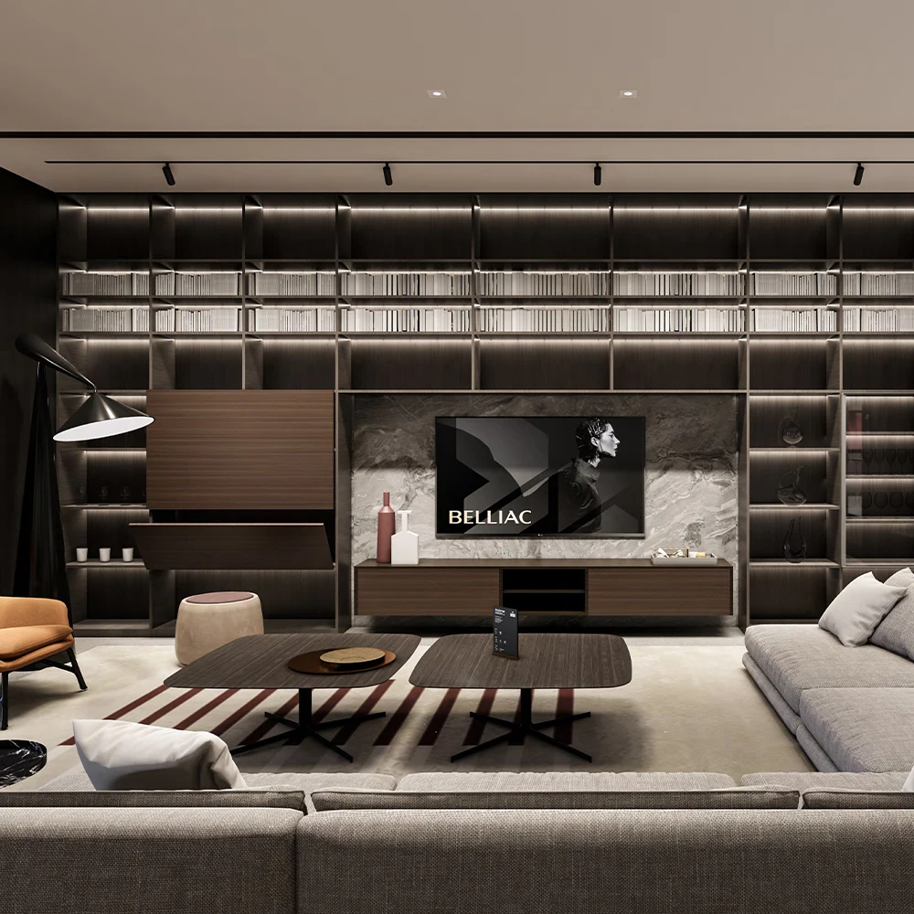#Custom Stone Pattern TV Wall Cabinet Wood Grain MDF Living Room Display Storage Cabinet