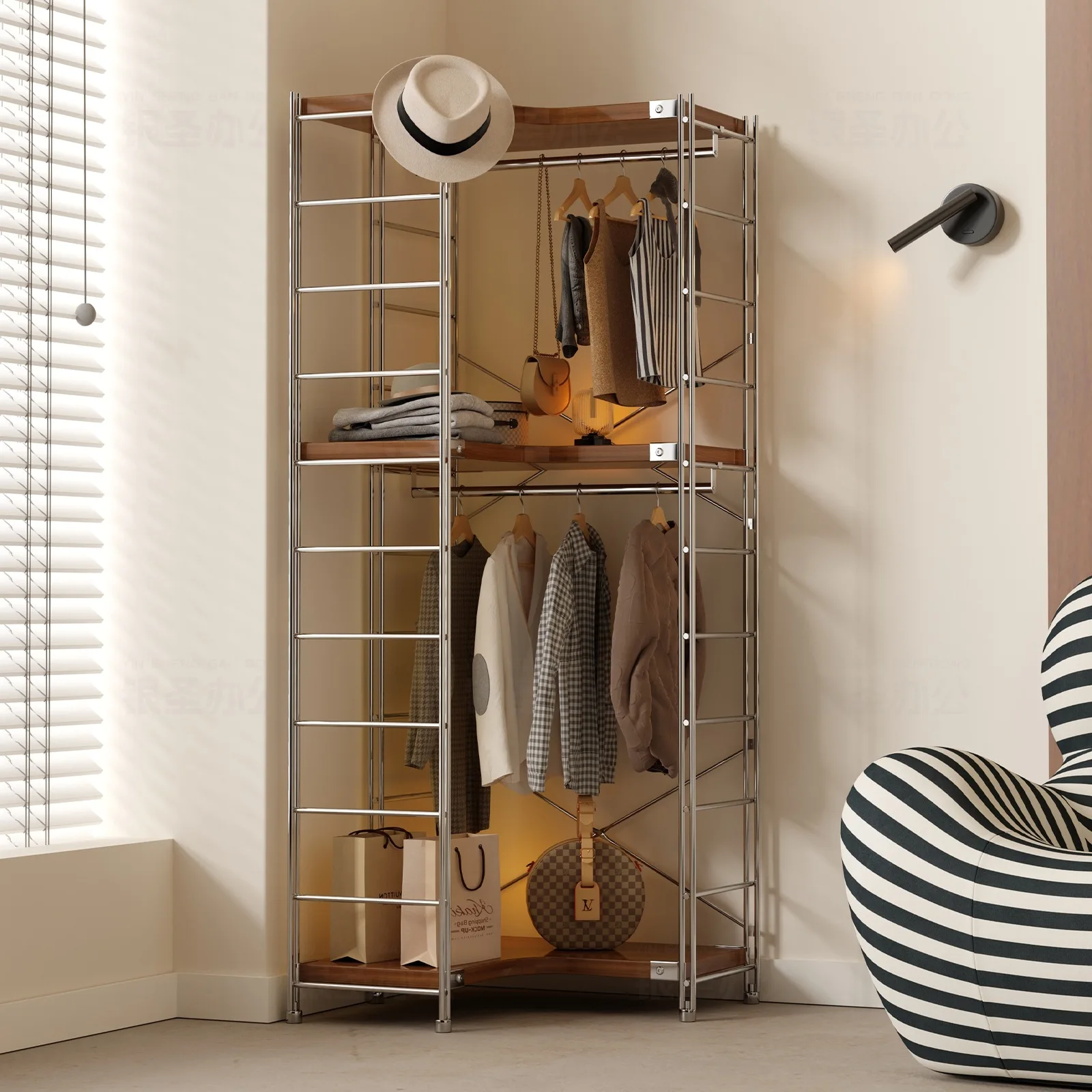 Home Bedroom Corner Coat Rack Open Floor Hanger