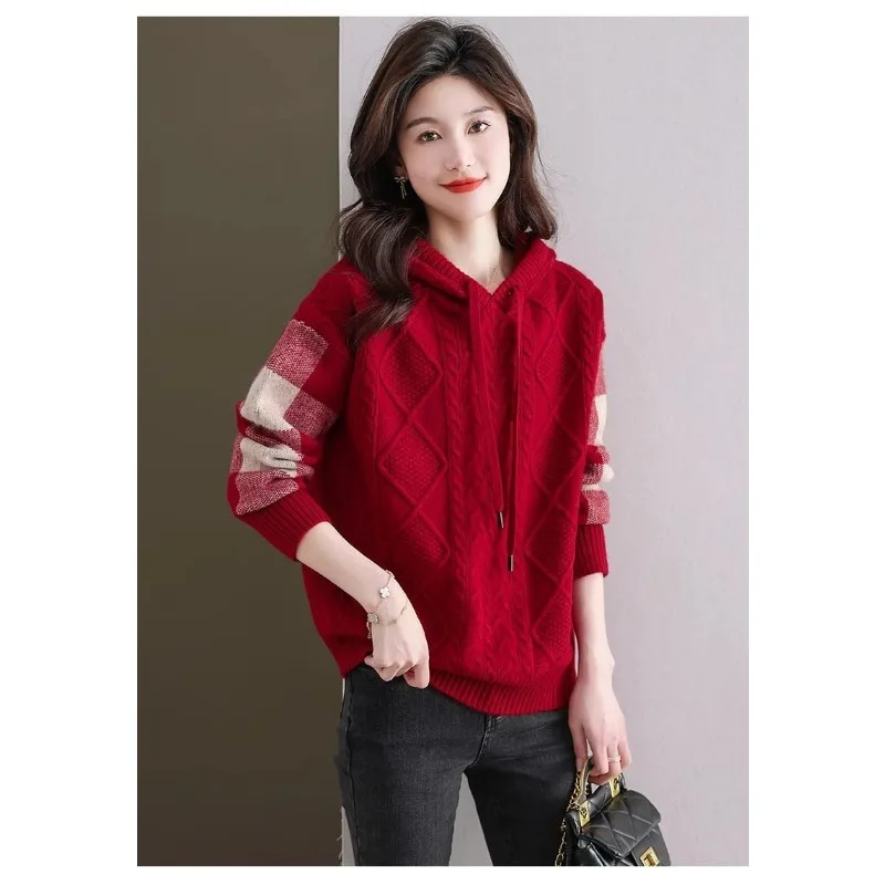 

Sweater Women's Casual Hooded Loose Sweater Long-sleeved Bottoming Shirt Casual Top