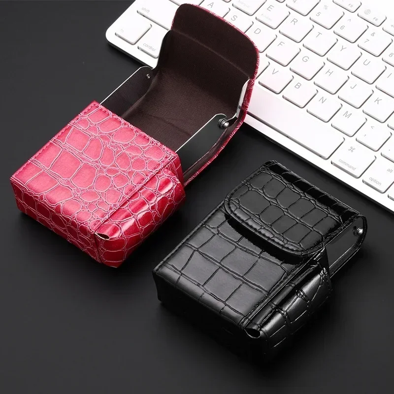 20pcs Capacity 84mm Leather Cigarette Case PU Box Holder with Butane Gas Lighter Storage Smoke Accessories Gadgets For Men Gifts