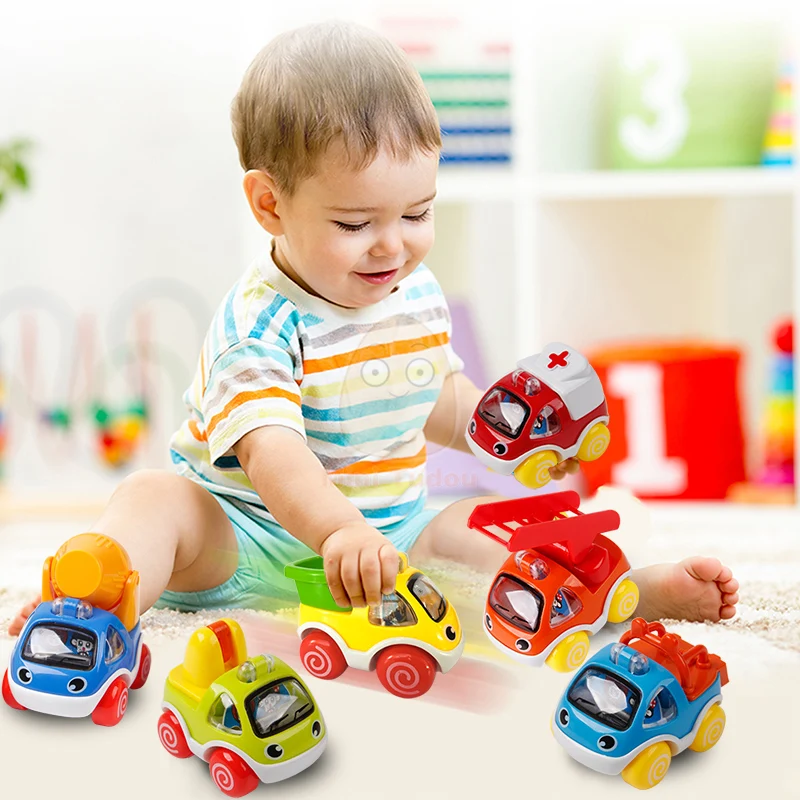 6PCS Baby Animal Car Toys Kit Cute Wind Up Press Cartoon Racing Model Montessori Mini Car Early Educational Toys For Infant Gift