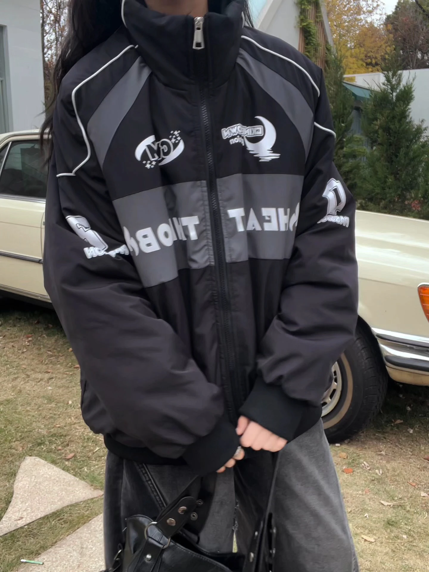 

American Sle Thiened Cotton Jaet Motorcycle Warm Winter Coat Men Women Casual Loose Fit Long Sve Zipper Closure Bread