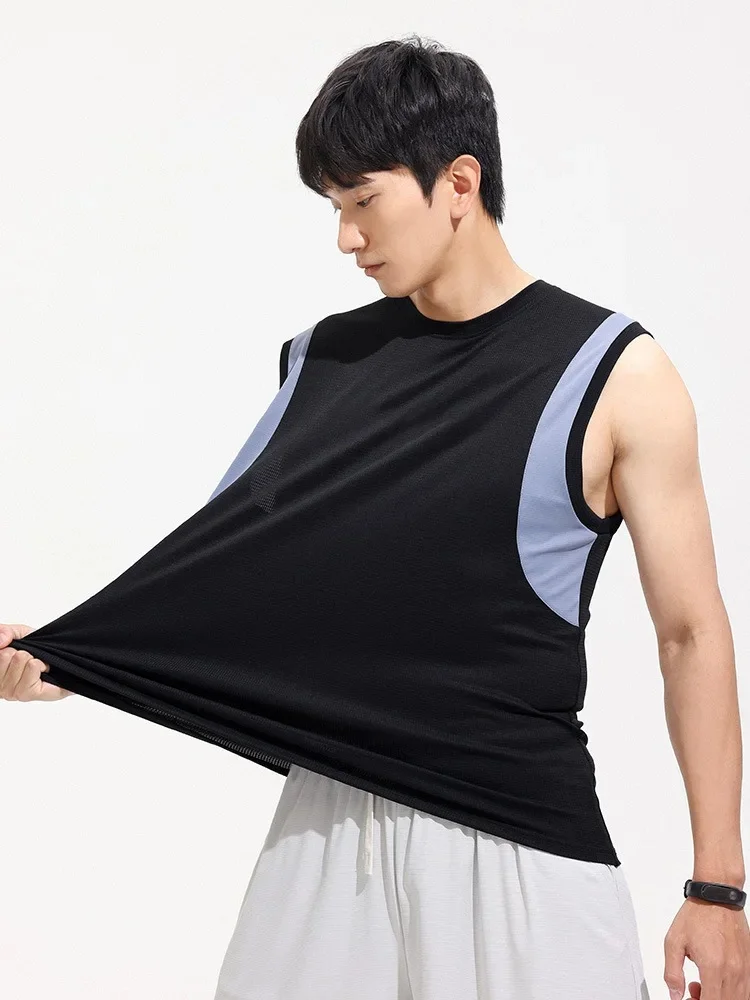 

Summer Men's Sleeveless T-Shirt Simple Design Outdoor Fashion Sports Round Neck Vest Top Loose Breathable Quick Dry Male Clothes