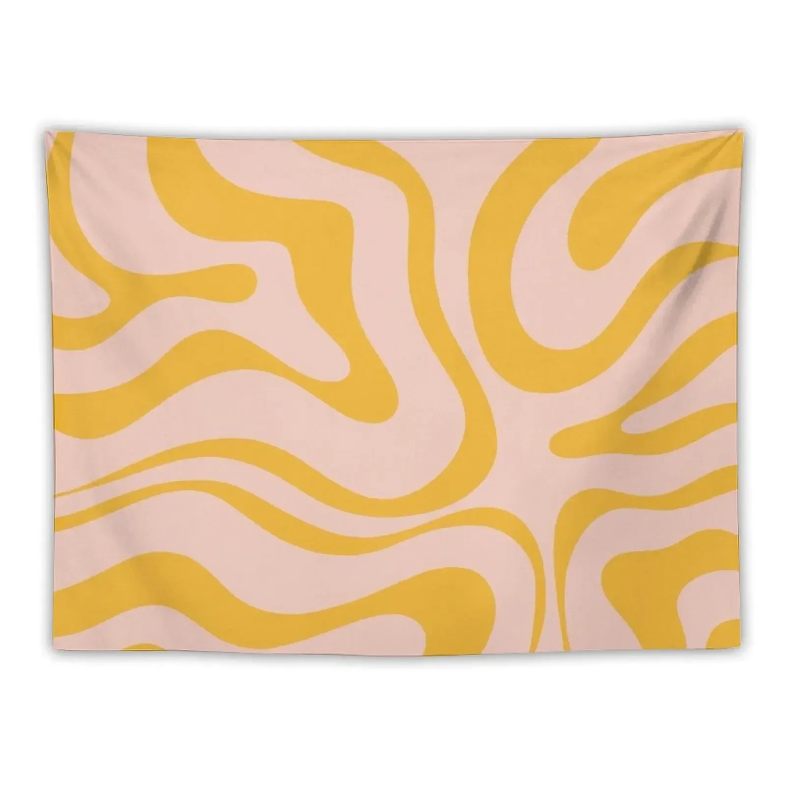 Liquid Swirl Modern Abstract Pattern in Pale Blush Pink and Mustard Orange Tapestry Custom Tapestry