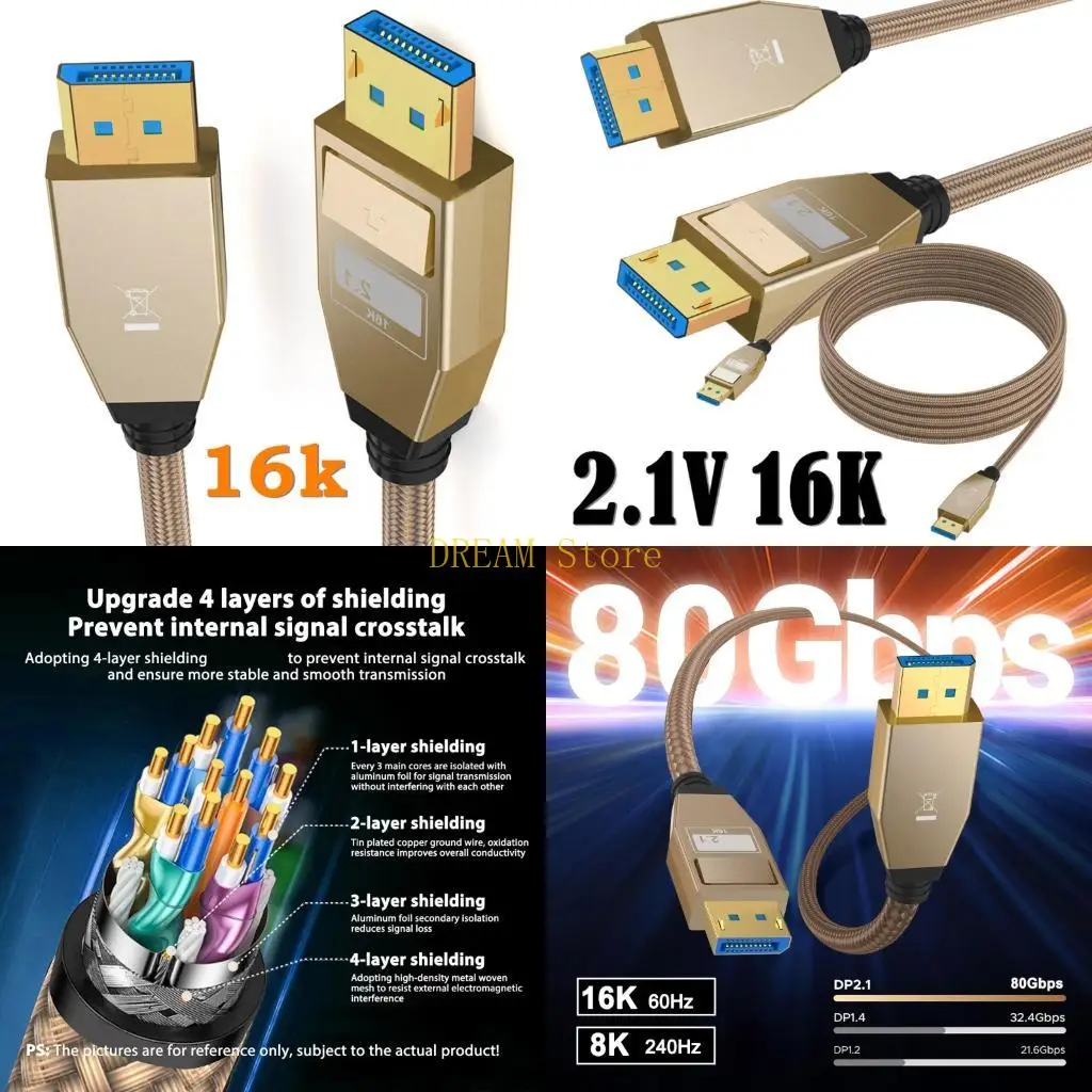 

Super Fast Speed Displayport Cable 2.1 Версия 80 Гбит / с 16K 8K.