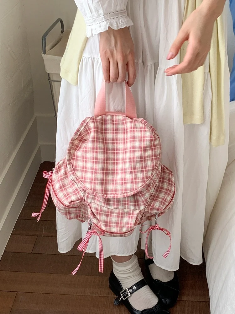 

Korean Sle Large Capaci Plaid Canvas Bapa Casual Travel oulder Bag Commuter Sle Buet ape Polyester