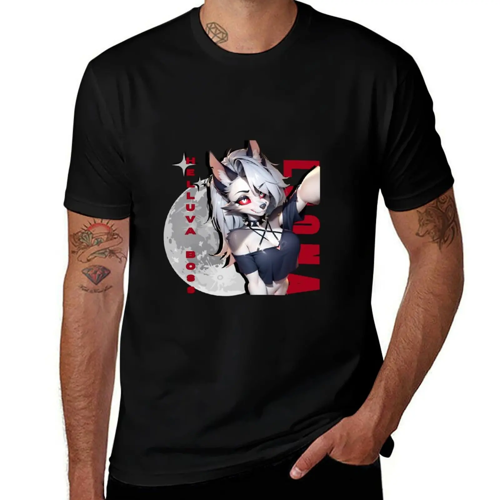 helluva boss , loona , ,furry ,anime arth , anime version T-Shirt summer shirt oversized t shirt anime summer clothes shirts men