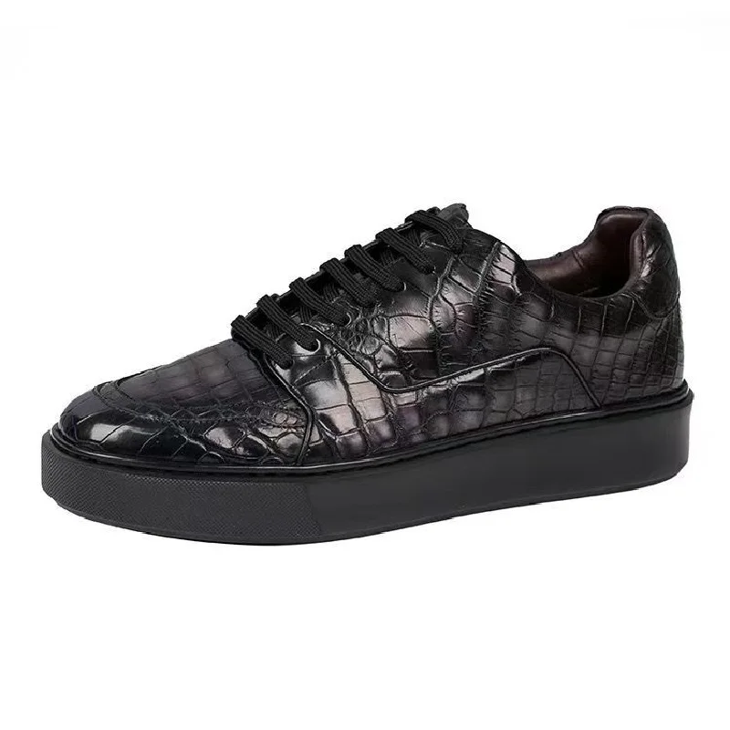 2025 new arrival Fashion Crocodile Skin causal shoes men,male Genuine leather Sneakers pdd754