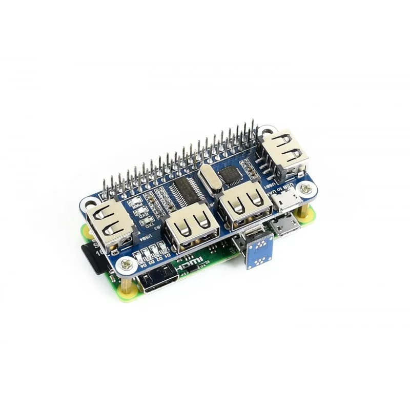Waveshare 4-poorts USB HUB HAT voor Raspberry Pi, USB naar UART aan boord