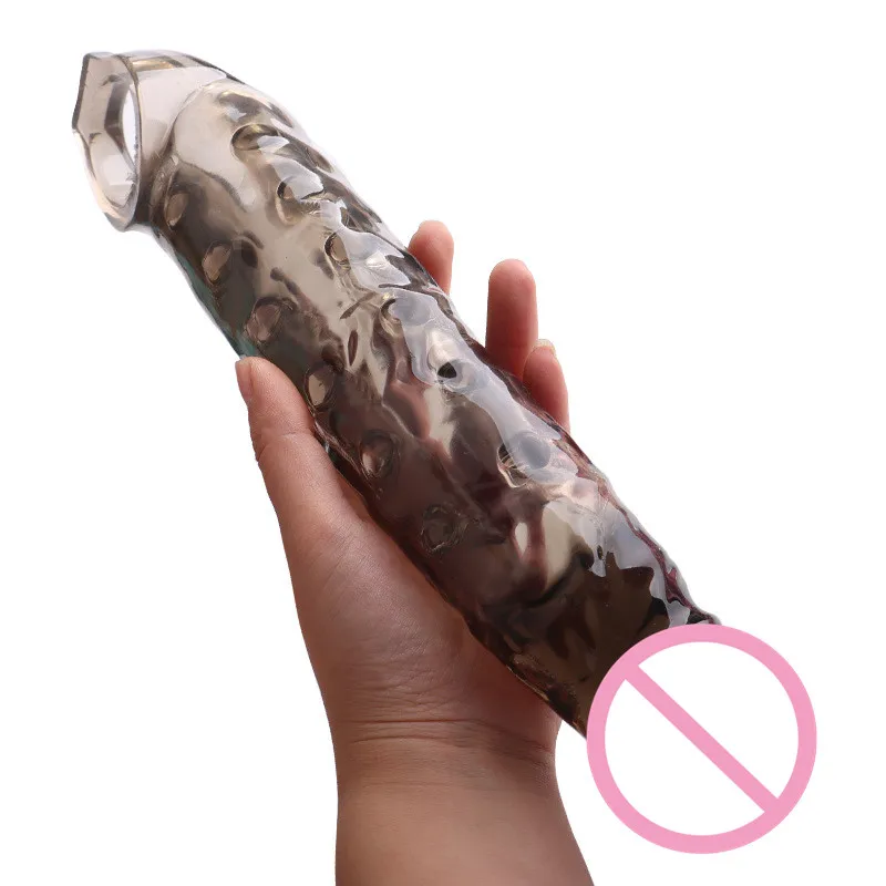 Reusable Penis Sleeve Penis Extender Condom Big Cock Extension Dick Enlarge Adult Sex Toys For Men Penile Enlargement Time Delay