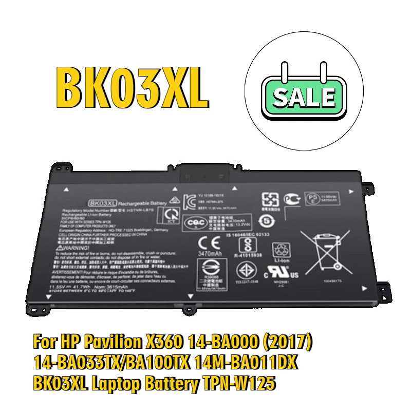 

For HP Pavilion X360 14-BA000 (2017) 14-BA033TX/BA100TX 14M-BA011DX BK03XL Laptop Battery TPN-W125