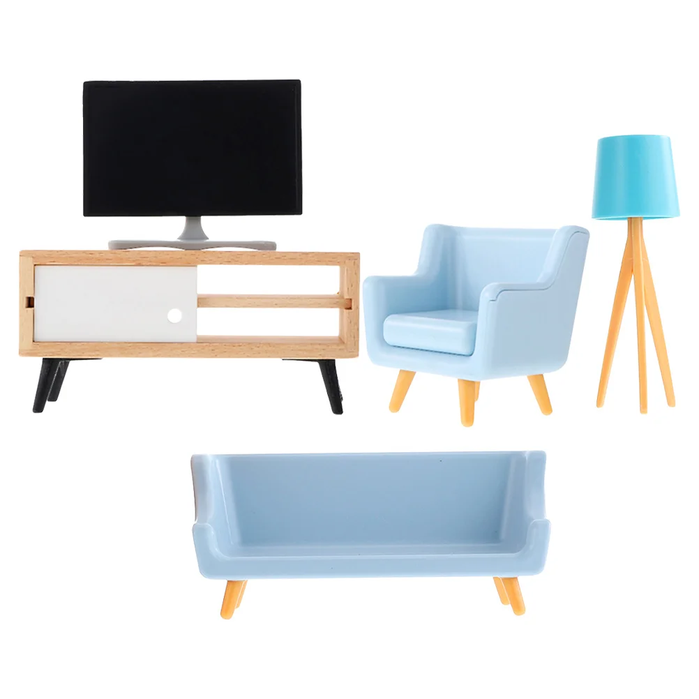 مجموعة واحدة من أثاث غرفة المعيشة المصغر، ديكور صغير رائع، قابل لإعادة الاستخدام، آمن وموثوق، واقعي، ديكورات منزلية صغيرة