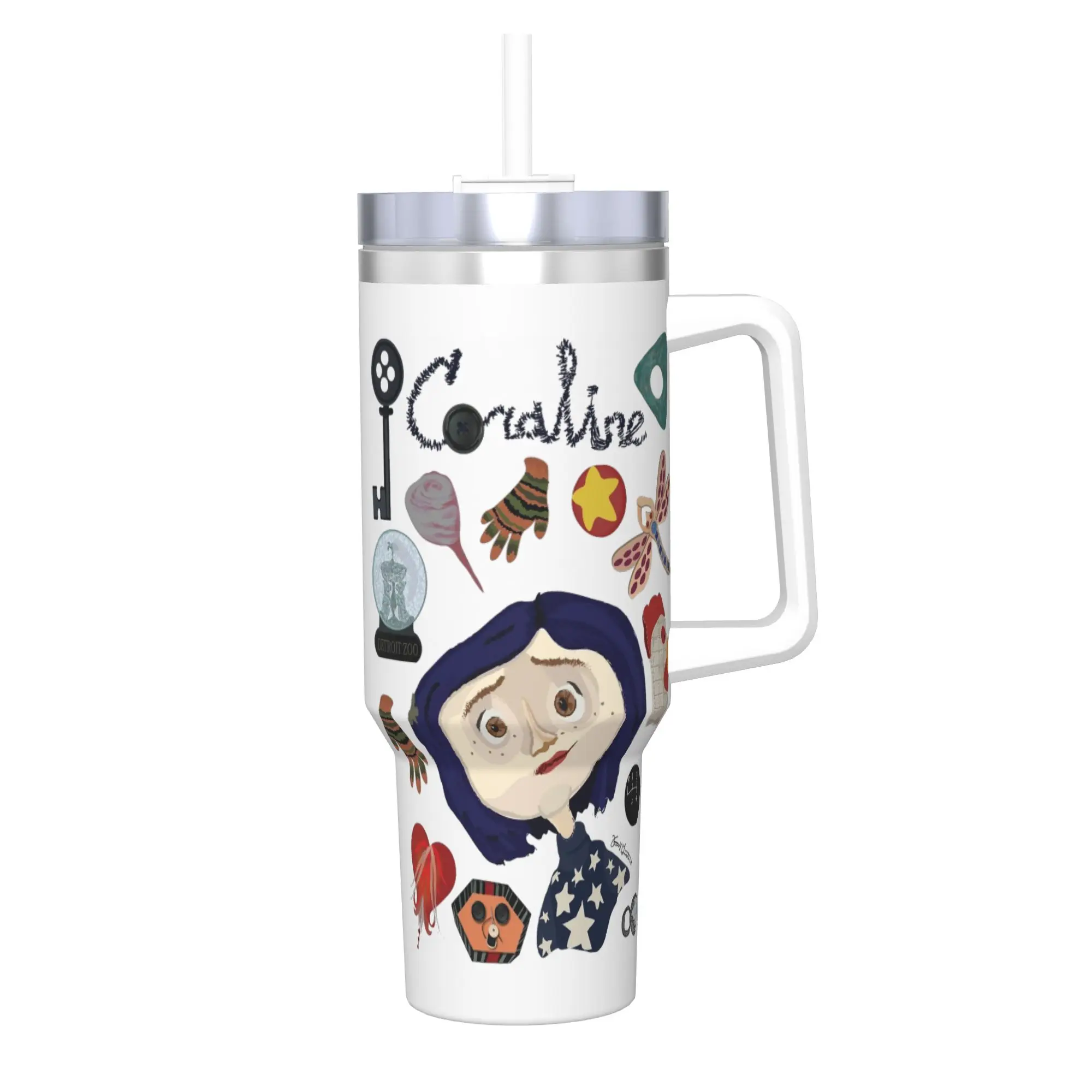 Vaso de acero inoxidable para apartamentos Pink Palaces, taza de café Coraline, taza aislada para bebidas calientes, tazas para coche, botella de agua para acampar