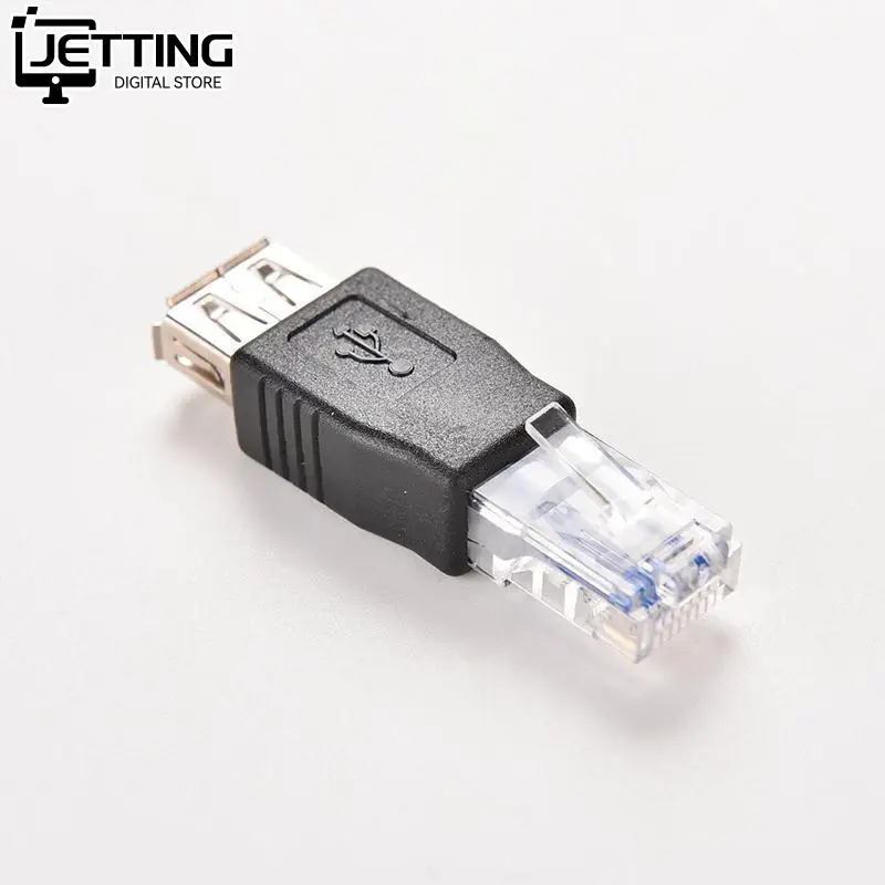 PC Crystal Head RJ45 Male to USB 2.0 AF A Female Adapter Connector Laptop LAN Network Cable Ethernet Converter Transverter Plug